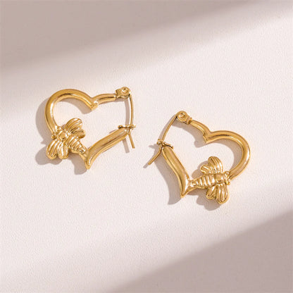 1 Pair Simple Style Irregular Heart Shape Bee Plating Stainless Steel 18k Gold Plated Ear Studs