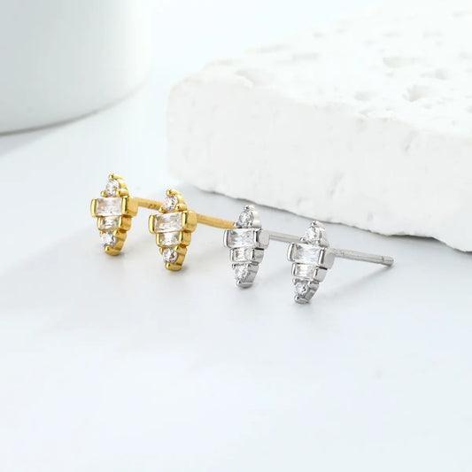 1 Pair Simple Style Irregular Inlay Sterling Silver Zircon Ear Studs