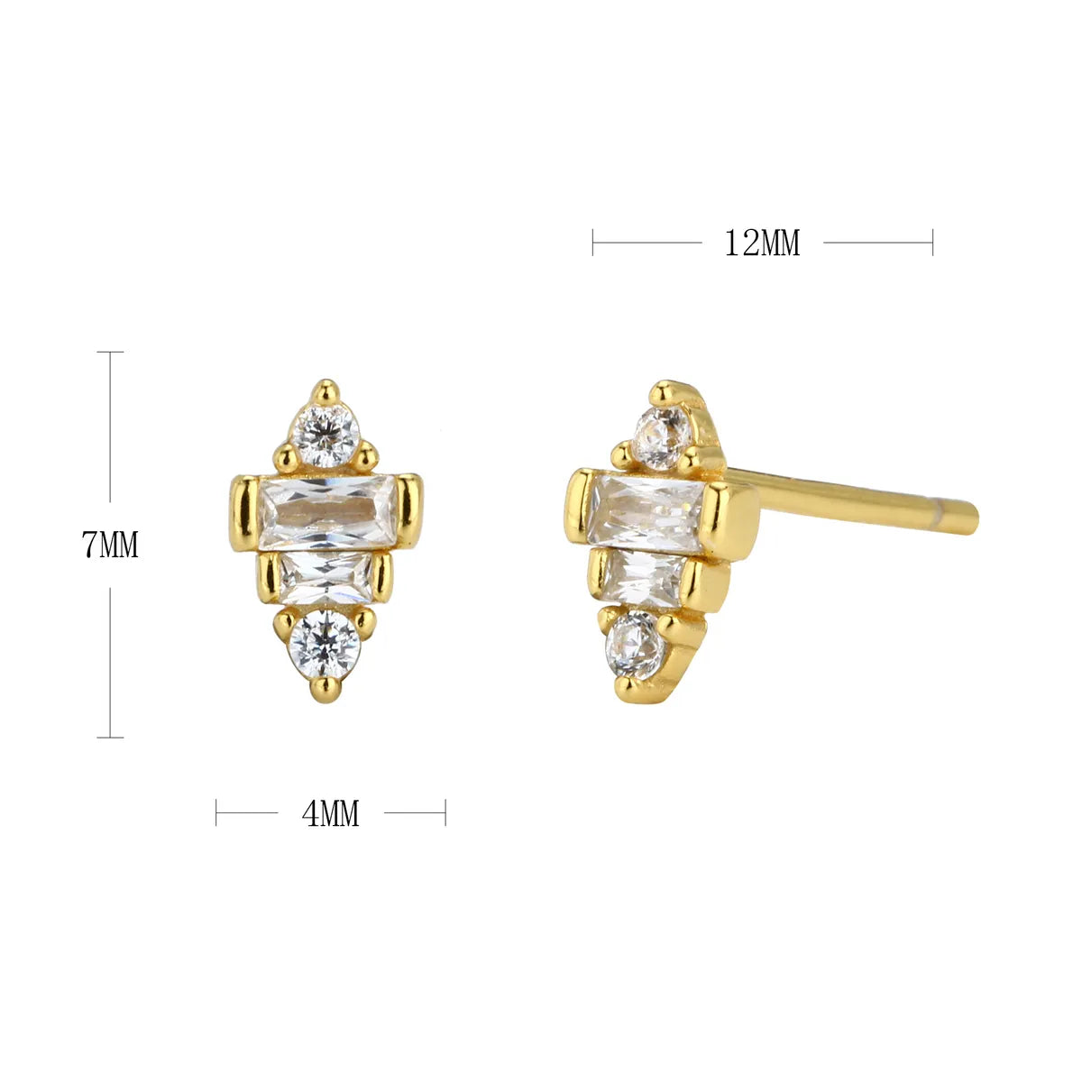 1 Pair Simple Style Irregular Inlay Sterling Silver Zircon Ear Studs