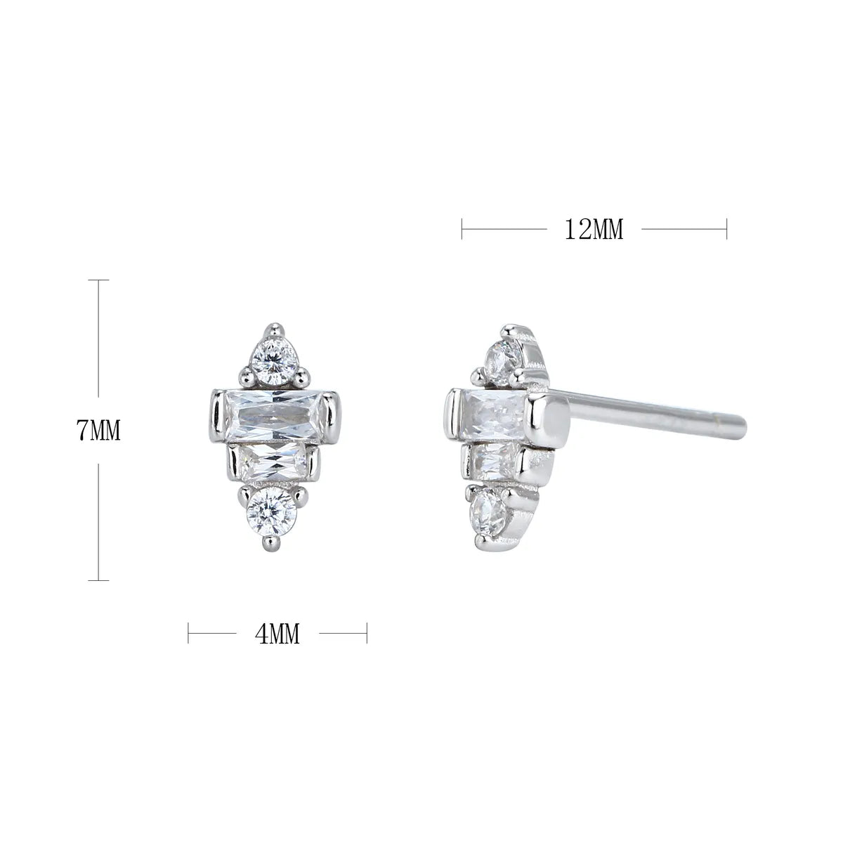 1 Pair Simple Style Irregular Inlay Sterling Silver Zircon Ear Studs