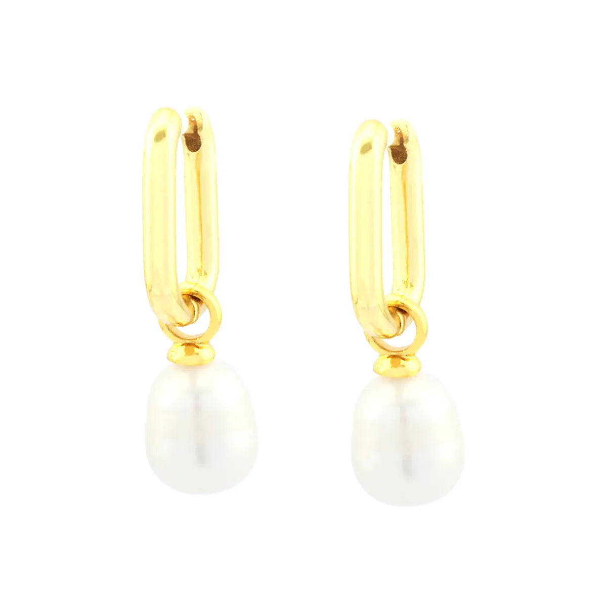 1 Pair Simple Style Irregular Plating Inlay Copper Freshwater Pearl 18k Gold Plated Drop Earrings