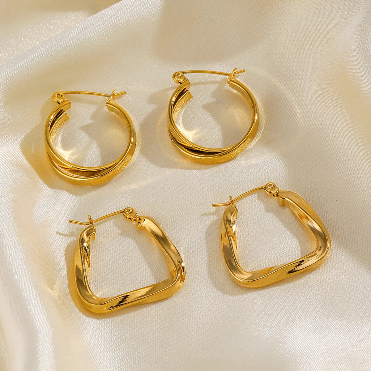 1 Pair Simple Style Irregular Plating Stainless Steel 18k Gold Plated Earrings