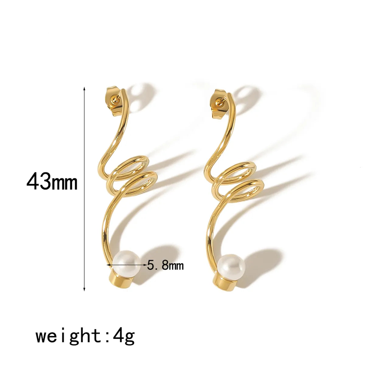 1 Pair Simple Style Irregular Polishing Plating Stainless Steel Artificial Pearls 18k Gold Plated Drop Earrings