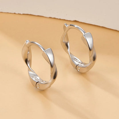 1 Pair Simple Style Irregular Polishing Plating Sterling Silver 18k Gold Plated White Gold Plated Hoop Earrings