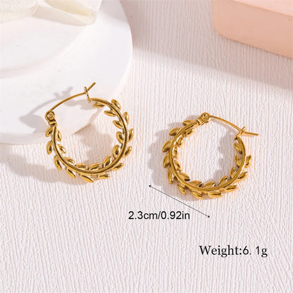 1 Pair Simple Style Irregular Round Leaves Plating Stainless Steel 18k Gold Plated Earrings