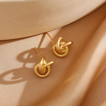 1 Pair Simple Style Knot Plating Copper Ear Studs