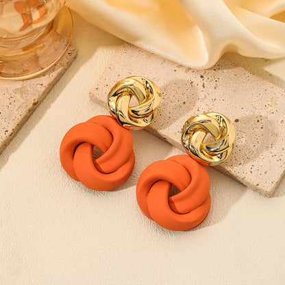 1 Pair Simple Style Knot Stoving Varnish Plating Metal 14K Gold Plated Drop Earrings