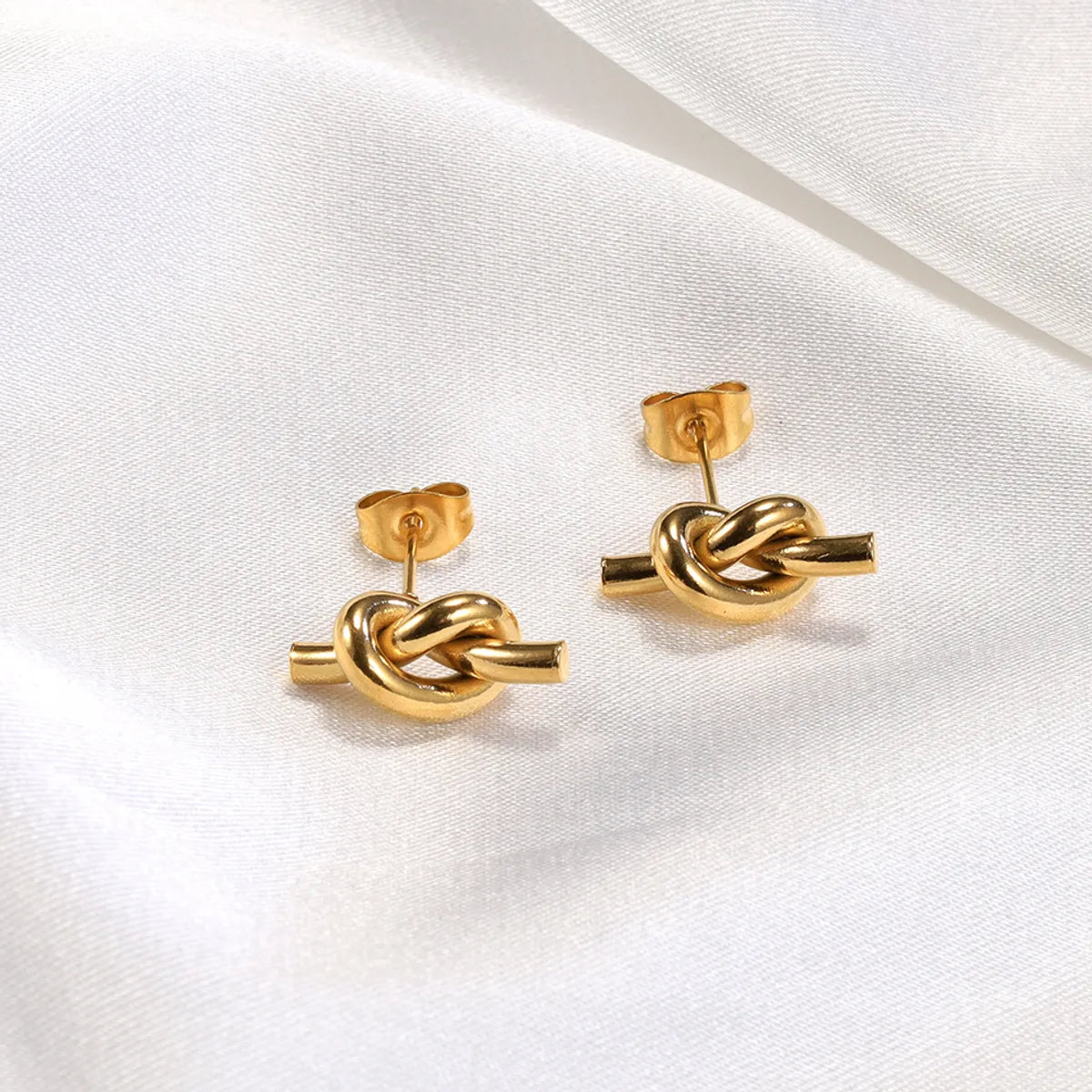 1 Pair Simple Style Knot Plating Titanium Steel Ear Studs