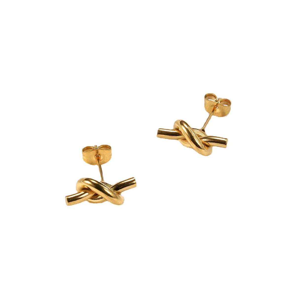 1 Pair Simple Style Knot Plating Titanium Steel Ear Studs