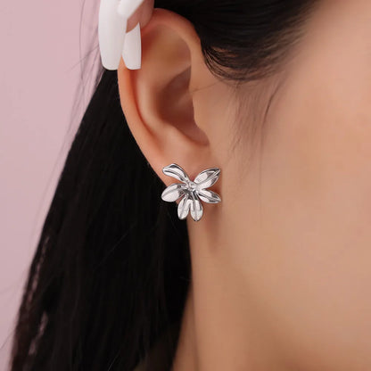 1 Pair Simple Style Korean Style Flower 304 Stainless Steel 18K Gold Plated Ear Studs