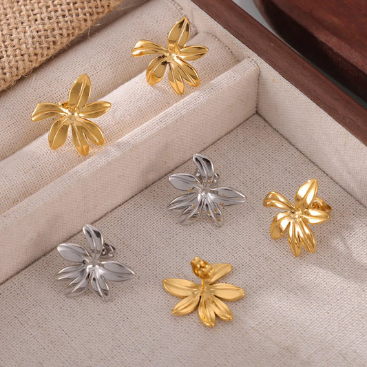 1 Pair Simple Style Korean Style Flower 304 Stainless Steel 18K Gold Plated Ear Studs