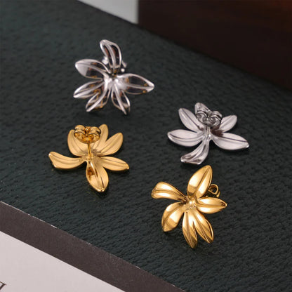 1 Pair Simple Style Korean Style Flower 304 Stainless Steel 18K Gold Plated Ear Studs