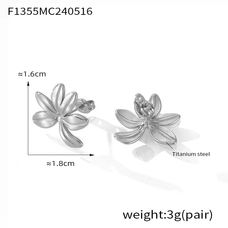 1 Pair Simple Style Korean Style Flower 304 Stainless Steel 18K Gold Plated Ear Studs