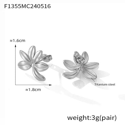 1 Pair Simple Style Korean Style Flower 304 Stainless Steel 18K Gold Plated Ear Studs