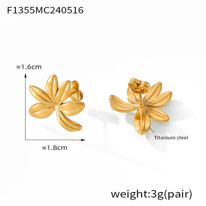 1 Pair Simple Style Korean Style Flower 304 Stainless Steel 18K Gold Plated Ear Studs