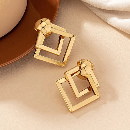 1 Pair Simple Style Korean Style Quadrilateral Plating Alloy Drop Earrings