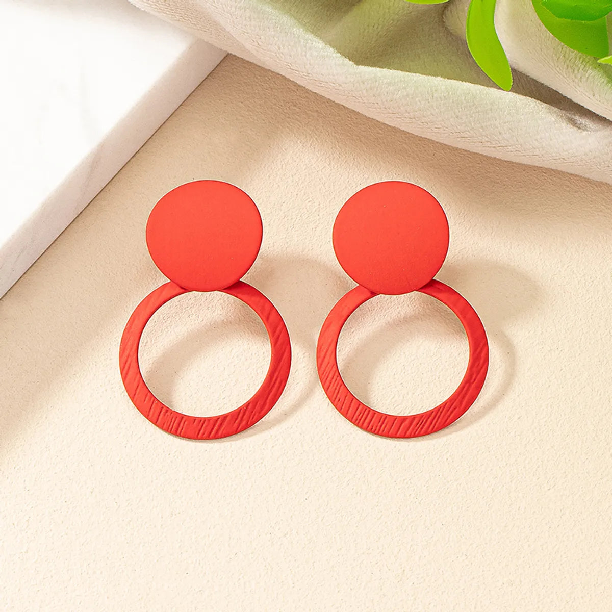 1 Pair Simple Style Korean Style Round Stoving Varnish Iron Drop Earrings