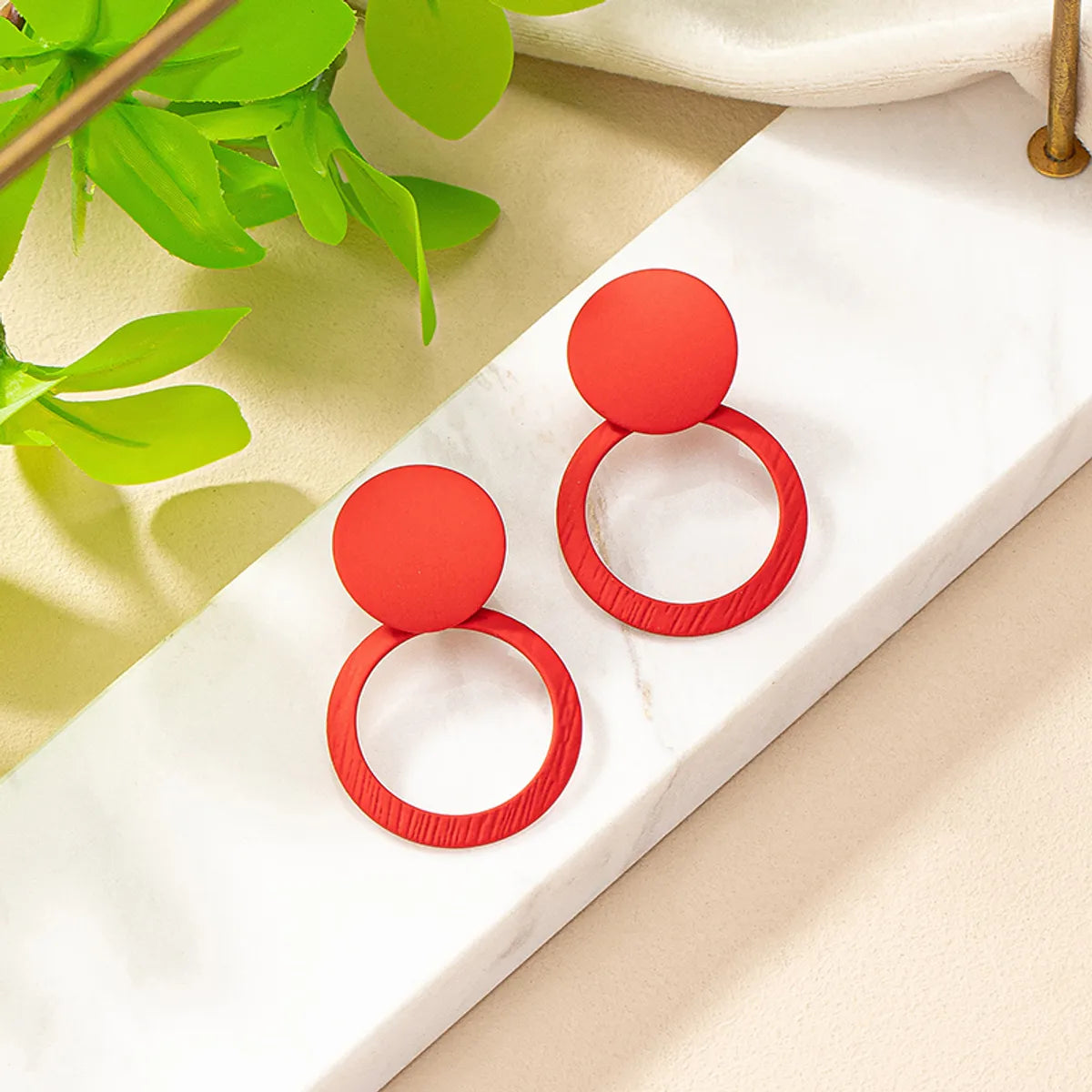 1 Pair Simple Style Korean Style Round Stoving Varnish Iron Drop Earrings