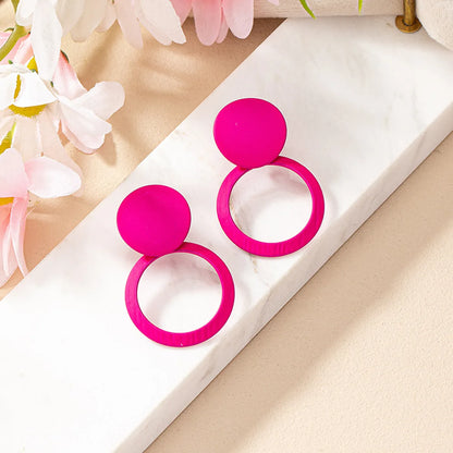 1 Pair Simple Style Korean Style Round Stoving Varnish Iron Drop Earrings