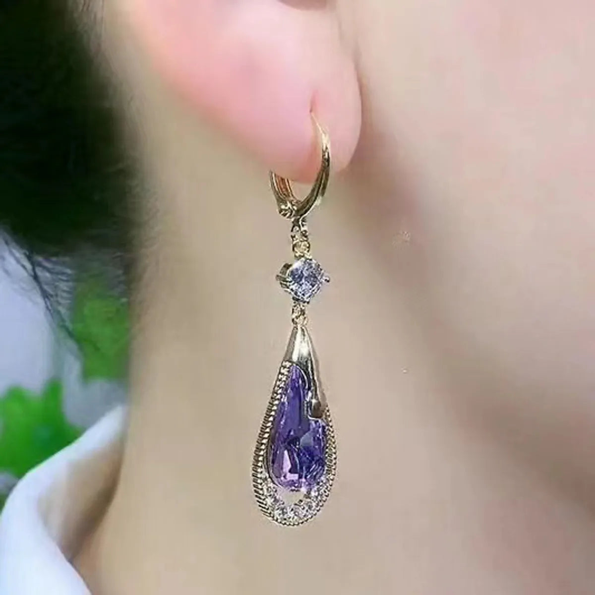 1 Pair Simple Style Korean Style Water Droplets Alloy Rhinestones Drop Earrings