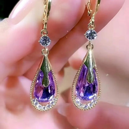 1 Pair Simple Style Korean Style Water Droplets Alloy Rhinestones Drop Earrings