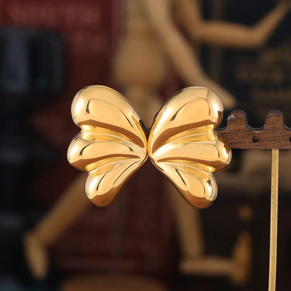 1 Pair Simple Style Korean Style Wings Plating 304 Stainless Steel 18K Gold Plated Ear Studs