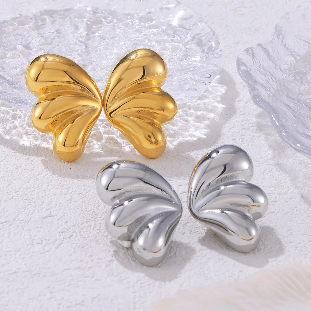 1 Pair Simple Style Korean Style Wings Plating 304 Stainless Steel 18K Gold Plated Ear Studs