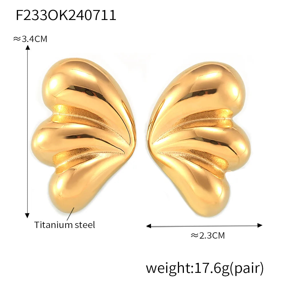 1 Pair Simple Style Korean Style Wings Plating 304 Stainless Steel 18K Gold Plated Ear Studs