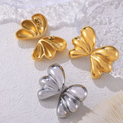 1 Pair Simple Style Korean Style Wings Plating 304 Stainless Steel 18K Gold Plated Ear Studs