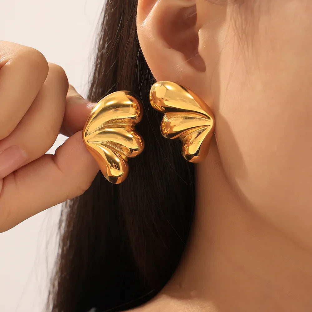 1 Pair Simple Style Korean Style Wings Plating 304 Stainless Steel 18K Gold Plated Ear Studs