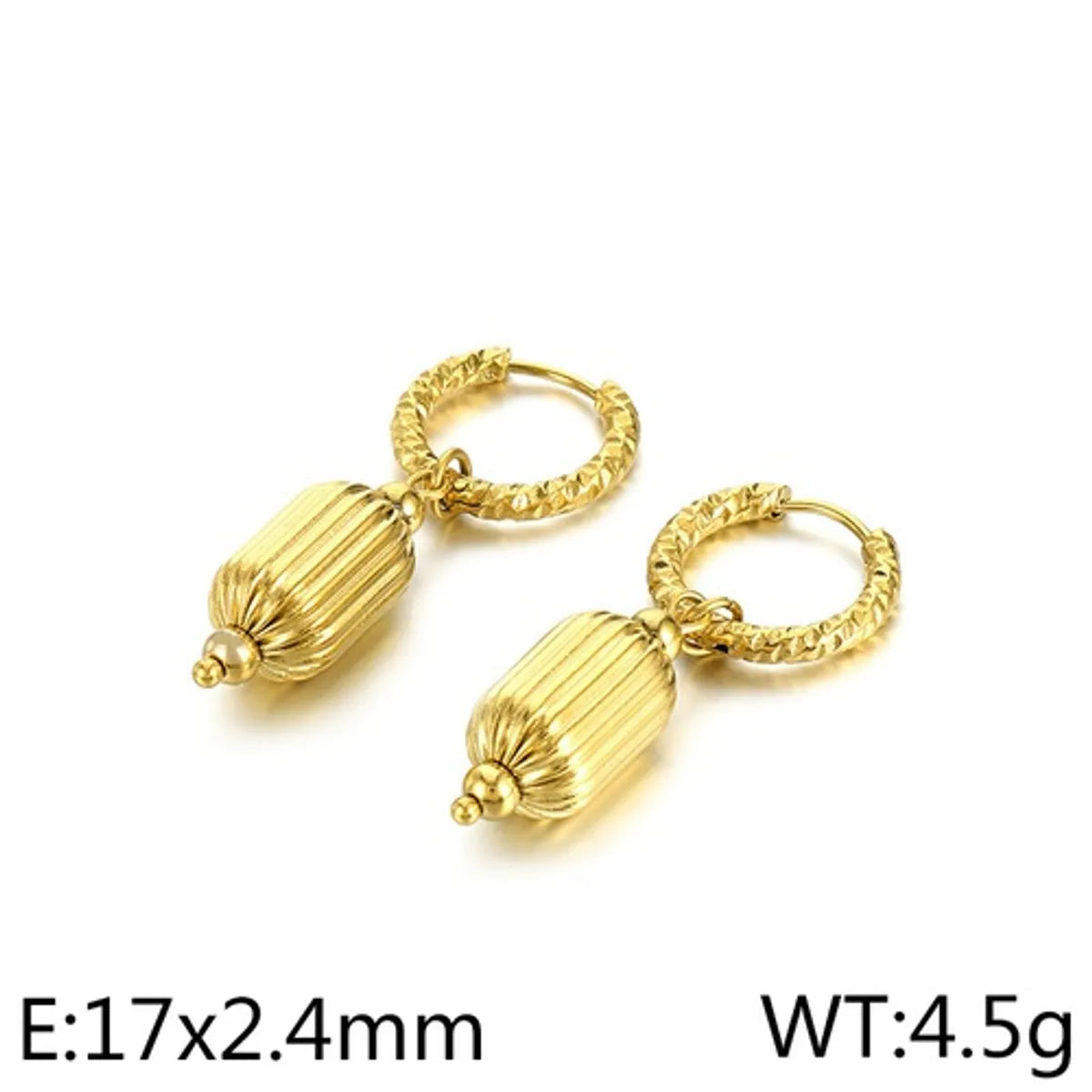 1 Pair Simple Style Lantern Plating Stainless Steel 18k Gold Plated Drop Earrings