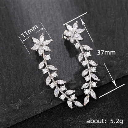 1 Pair Simple Style Leaf Flower Inlay Copper Artificial Gemstones Ear Studs