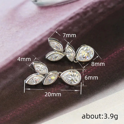 1 Pair Simple Style Leaf Flower Inlay Copper Zircon Drop Earrings