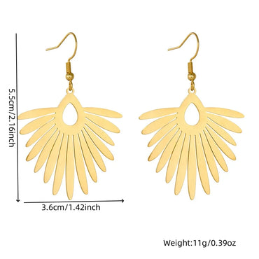 1 Pair Simple Style Leaf Palm Tree 304 Stainless Steel 18K Gold Plated Drop Earrings