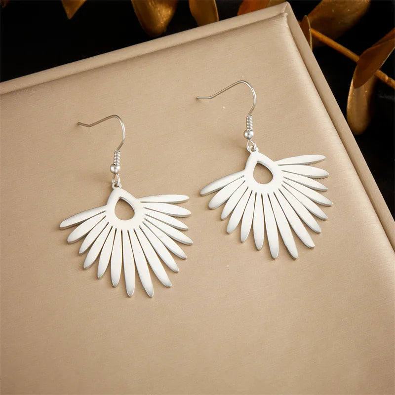 1 Pair Simple Style Leaf Palm Tree 304 Stainless Steel 18K Gold Plated Drop Earrings