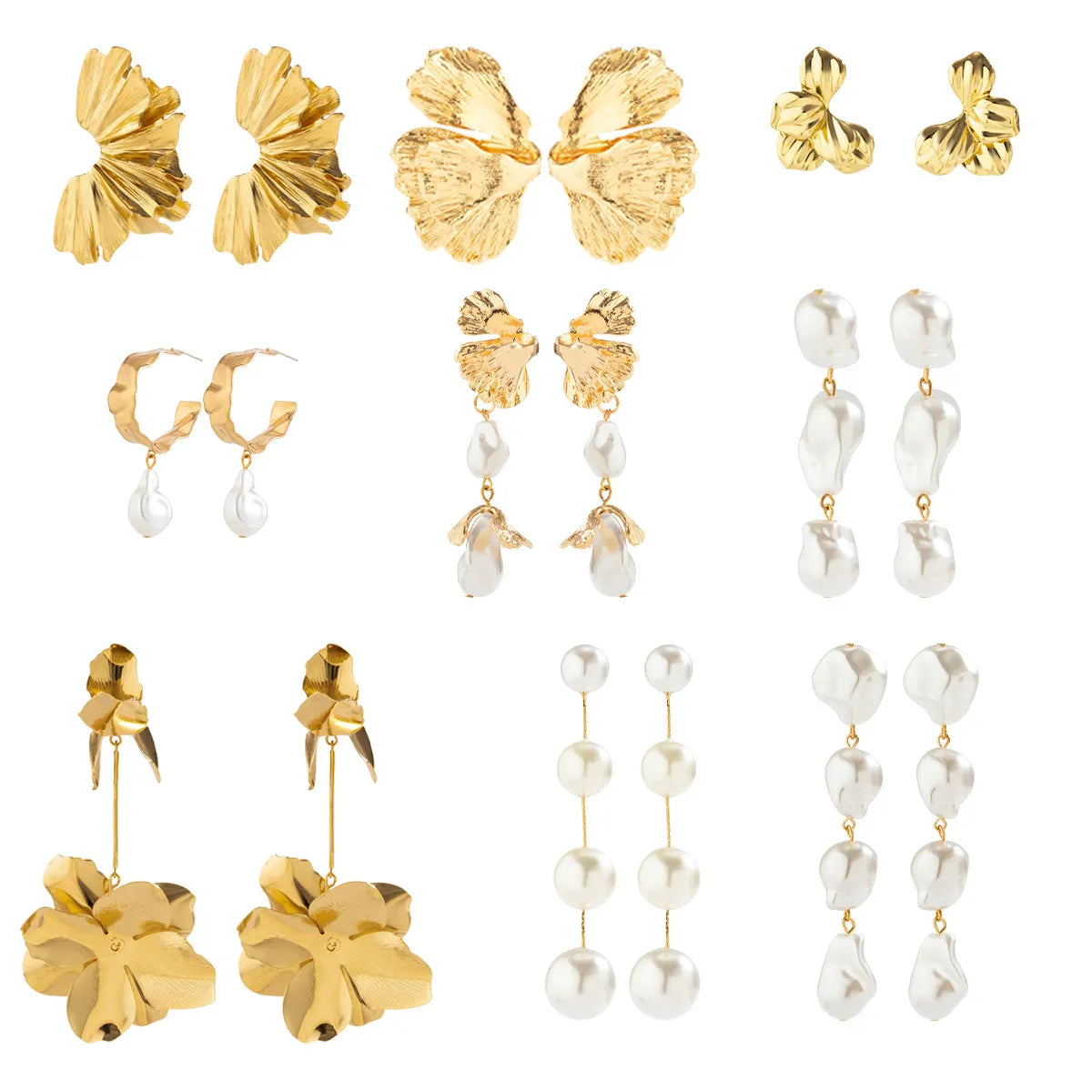 1 Pair Simple Style Leaf Plating Alloy Gold Plated Drop Earrings