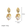 1 Pair Simple Style Leaf Plating Inlay Copper Pearl 18k Gold Plated Drop Earrings