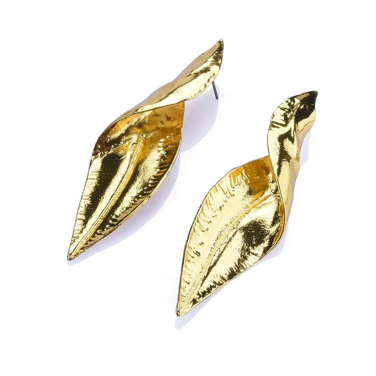 1 Pair Simple Style Leaf Polishing Metal Ear Studs