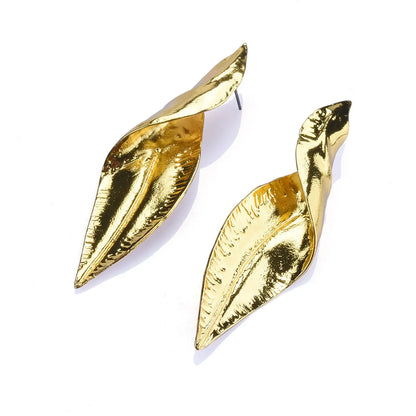 1 Pair Simple Style Leaf Polishing Metal Ear Studs