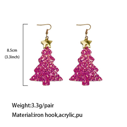 1 Pair Simple Style Leaf Sequins Arylic Drop Earrings