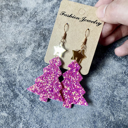 1 Pair Simple Style Leaf Sequins Arylic Drop Earrings