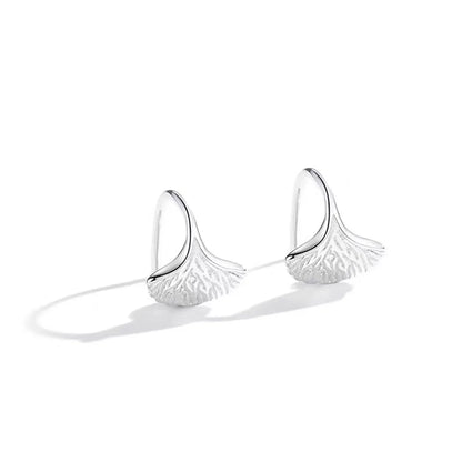 1 Pair Simple Style Leaf Sterling Silver Hoop Earrings