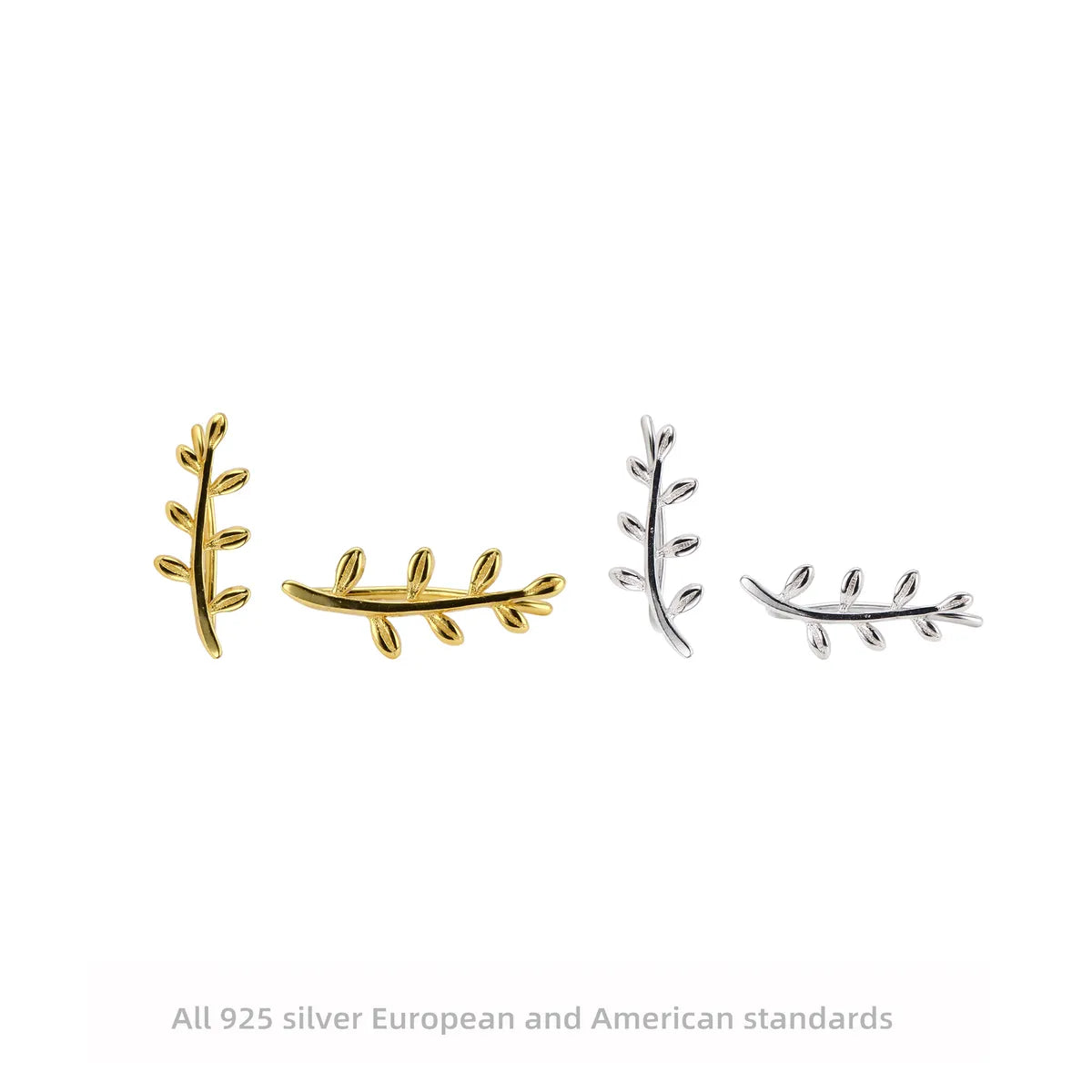 1 Pair Simple Style Leaf Sterling Silver Plating White Gold Plated Gold Plated Ear Clips