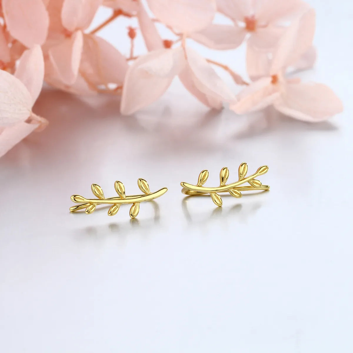 1 Pair Simple Style Leaf Sterling Silver Plating White Gold Plated Gold Plated Ear Clips