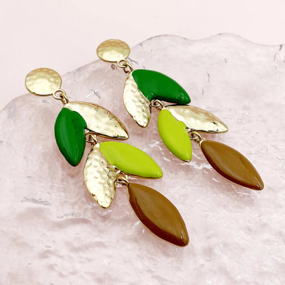 1 Pair Simple Style Leaves 304 Stainless Steel Drop Earrings