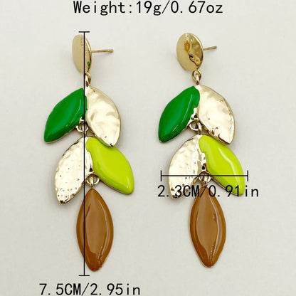 1 Pair Simple Style Leaves 304 Stainless Steel Drop Earrings