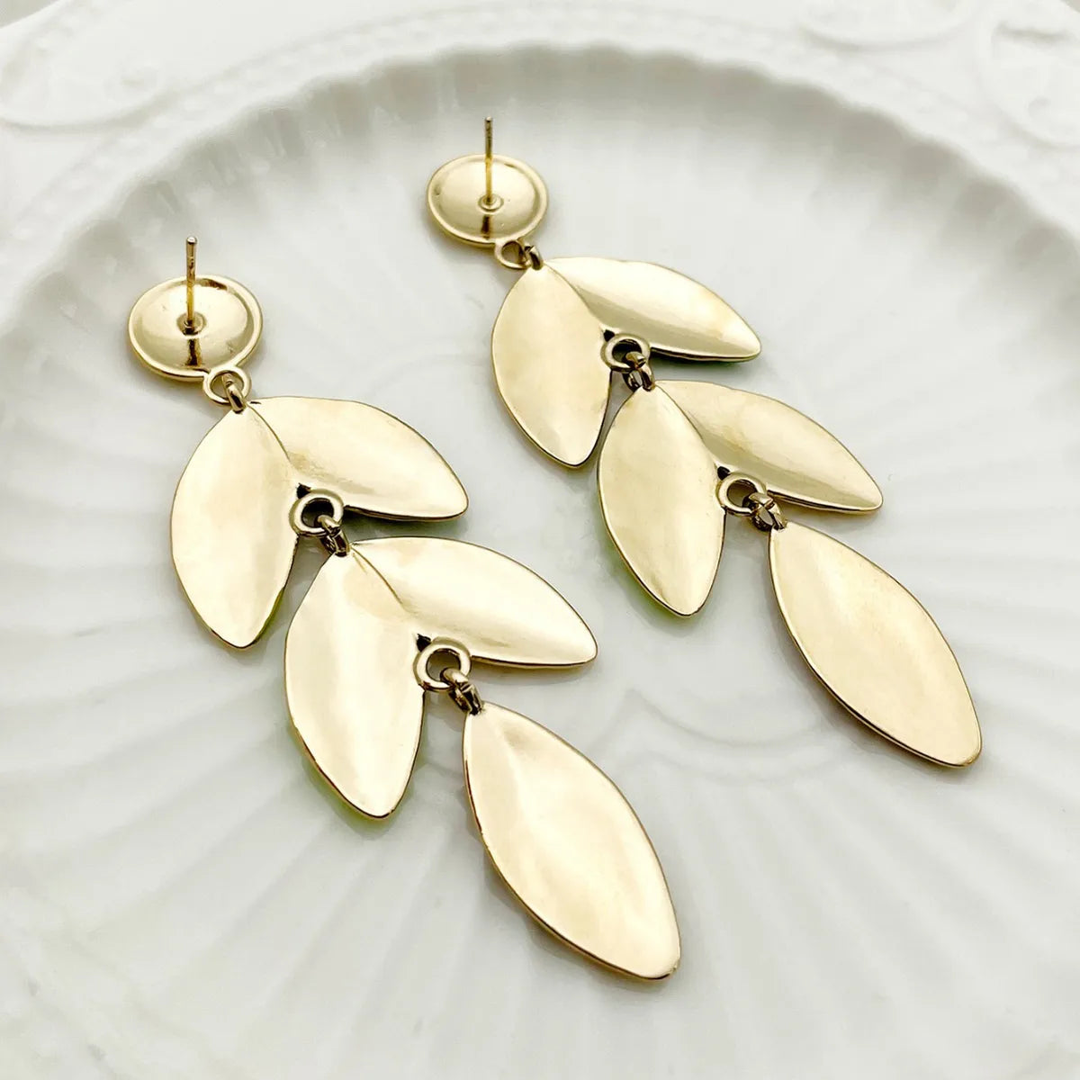 1 Pair Simple Style Leaves 304 Stainless Steel Drop Earrings