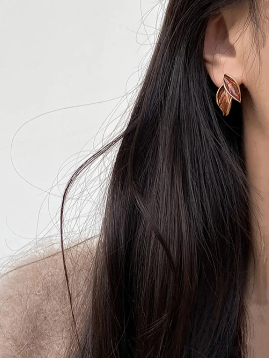 1 Pair Simple Style Leaves Alloy Ear Studs