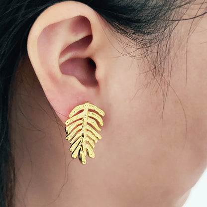 1 Pair Simple Style Leaves Plating Copper Drop Earrings