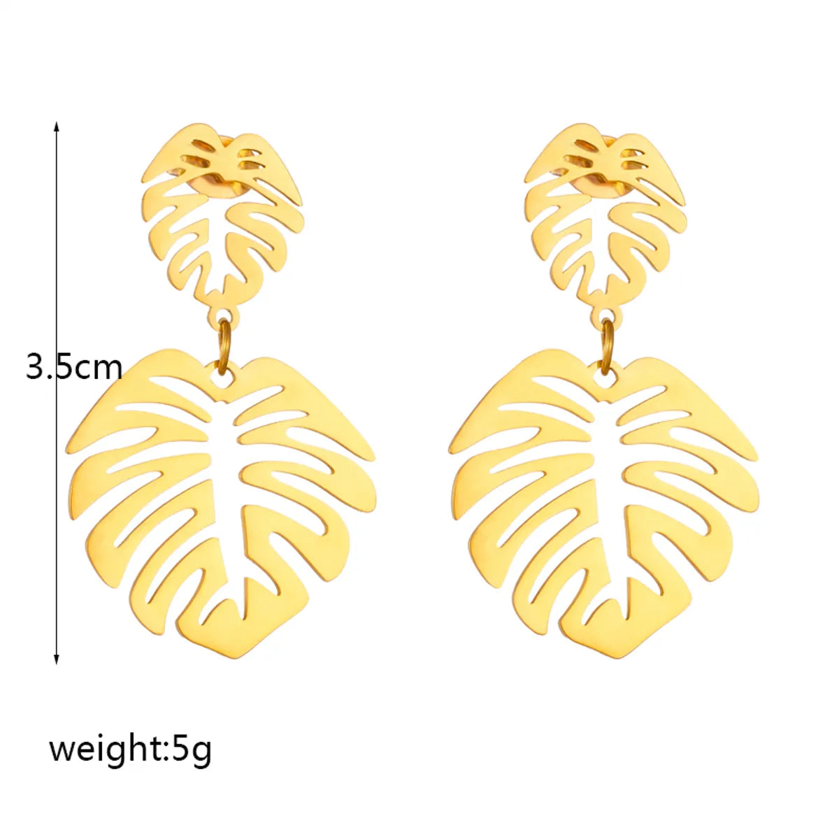 1 Pair Simple Style Leaves Plating Titanium Steel 18k Gold Plated Drop Earrings